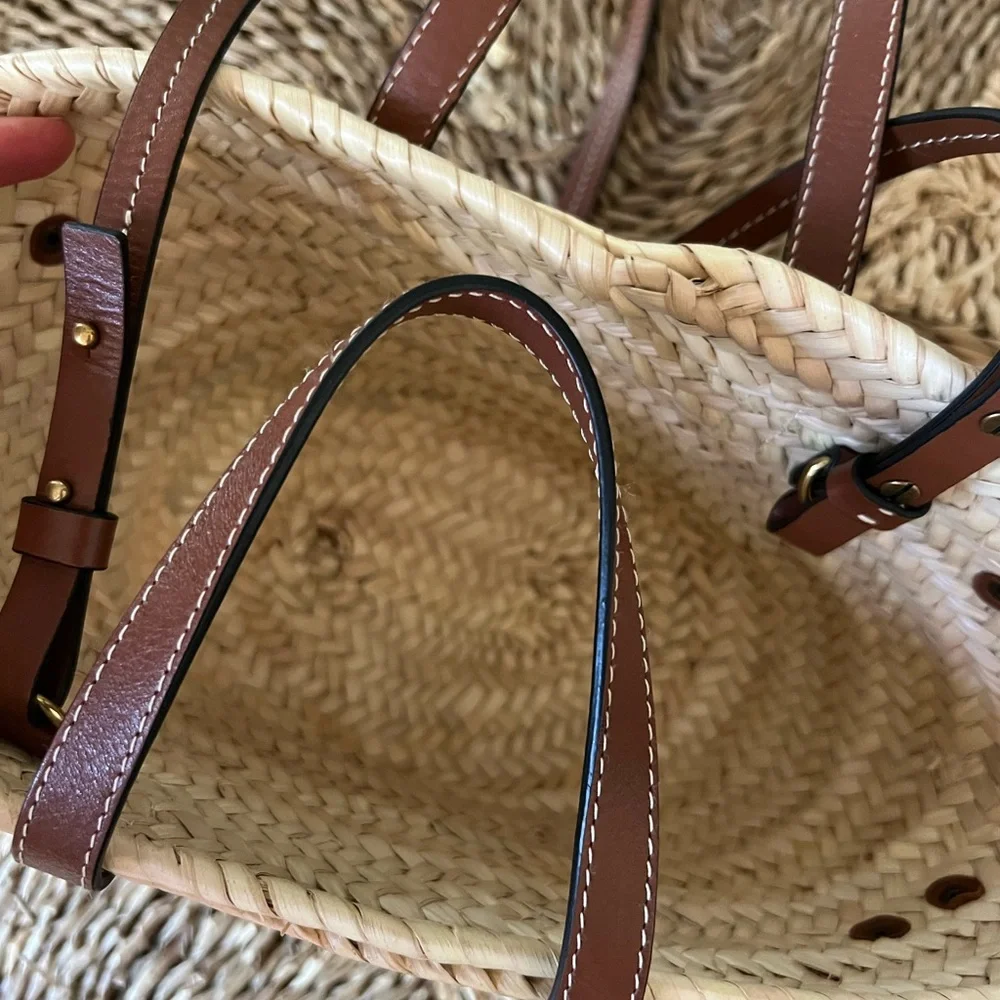 Isabel Marant Beige Straw Tote with Brown Leather Trim - Picture 4 of 4